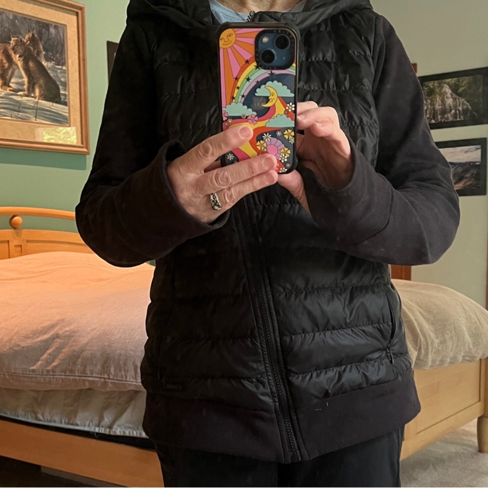 Athleta Black Puffer Jacket with Hood